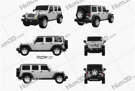 Jeep Wrangler Jk Unlimited Door Blueprint Template Dmodels