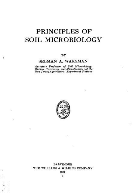 PRINCIPLES OF SOIL MICROBIOLOGY