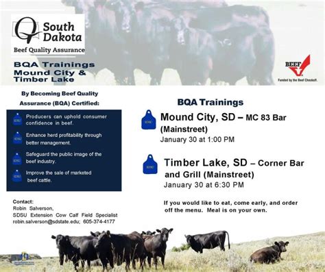 Sdsu Extension To Host Beef Quality Assurance Training In Mound City