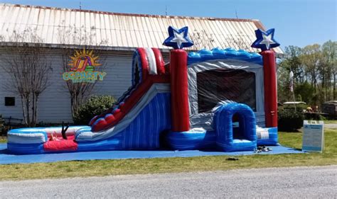 Double Lane Blazin Bounce House With Slide Wet Or Dry Cg Party