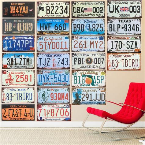 United States Shabby Chic Car License Plates Decorative Metal Signs