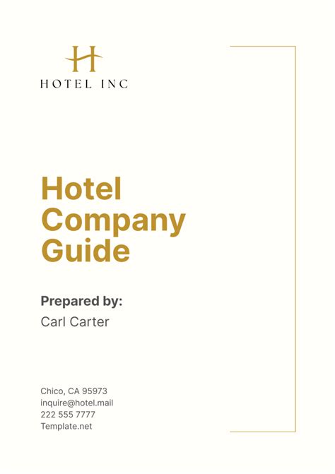 Free Hotel Company Guide Template to Edit Online
