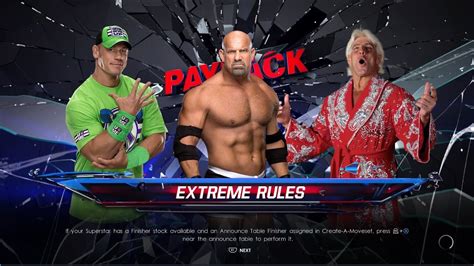 WWE 2K22 JOHN CENA VS GOLDBERG VS FLAIR RIC TRIBLE THREAD MATCH GAME ON