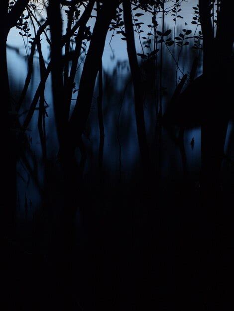 Siluetas De Rboles En El Bosque Por La Noche Foto Premium