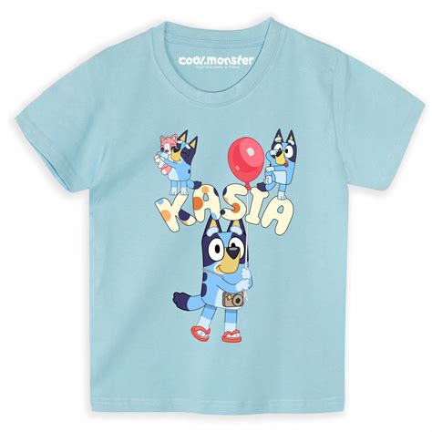 Bluey i Bingo T Shirt Koszulka dziecięca z Imieniem Kolory Bawełna