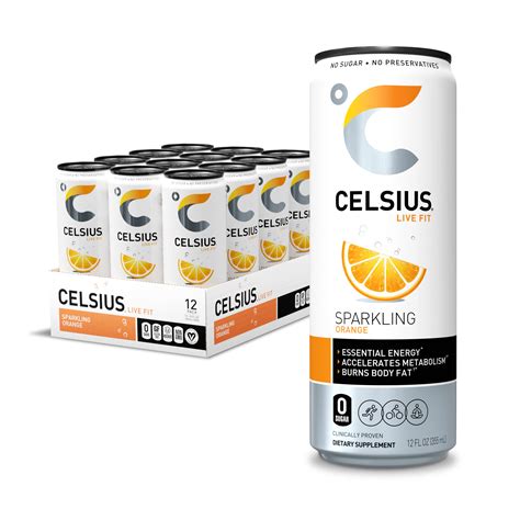 Celsius Sparkling Orange Functional Essential Energy Drink Fl Oz