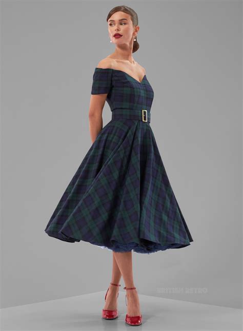 Dee Dee Black Watch Tartan Vintage 50s Full Circle Dress British Retro