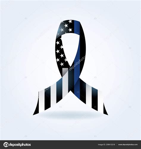 Police Support Flag Ribbon Thin Blue Line Illustration Vector Eps Stock ...