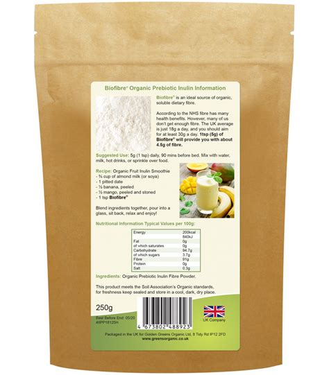 Golden Greens Organic Inulin Powder 250g Genesis Healing