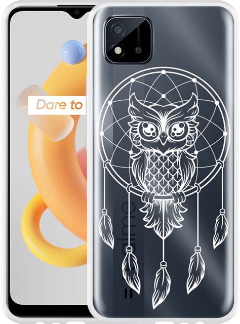 Realme C11 2021 Hoesje Dream Owl Mandala White Designed By Cazy Bol