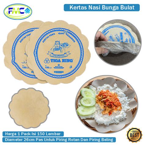 Jual Kertas Nasi Bunga Tiga Ring Biru Isi 150 Lembar Kertas Bungkus