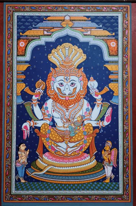 Lakshmi Narasimhan - Pattachitra painting (24" x36") - International Indian Folk Art Gallery