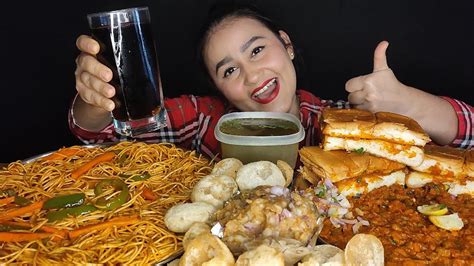 Eating Spicy🥵 Pav Bhaji Chowmien🌶panipuri😋ll Indian Street Food🔥 Ll