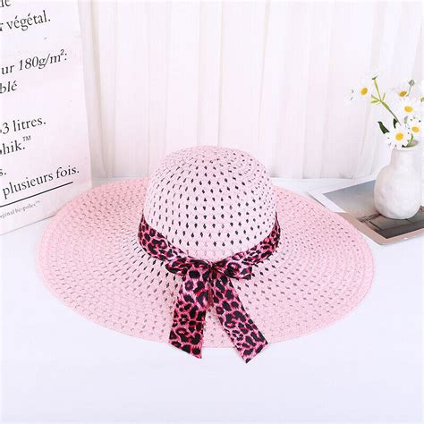 Wide Brim Straw Hat Foldable Beach Hat Women Bowknot Decor Floppy Cap