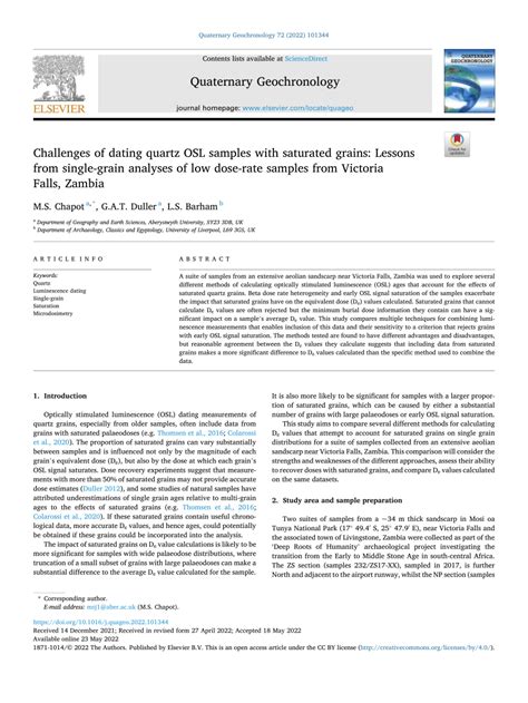 PDF Challenges Of Dating Quartz OSL Samples With Saturated Grains