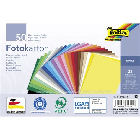 Folia Fotokarton DIN A5 300 G Qm 25 Farben Sortiert 50 Blatt 4 11