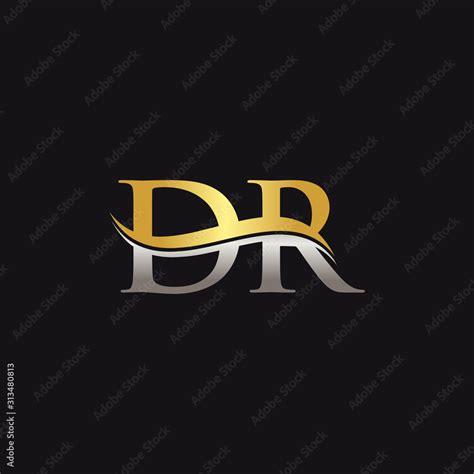 Initial Gold And Silver letter DR Logo Design with black Background. DR Logo Design Stock ...