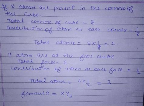 The Compound Formed By Elements X And Y Crystallizes In Cubic Structure