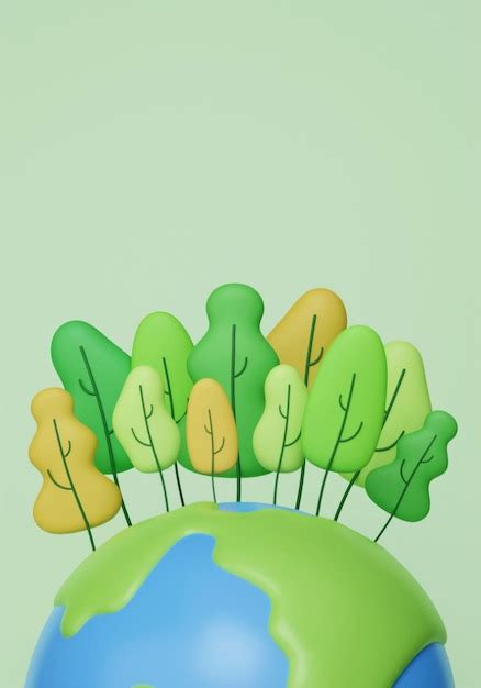 Planeta 3d Con árbol Día De La Tierra Salvar El Medio Ambiente Mundial Industria Sostenible