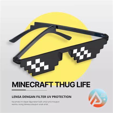 Jual APEN Kacamata Model Pixel Minecraft Mosaics Thug Life W0124