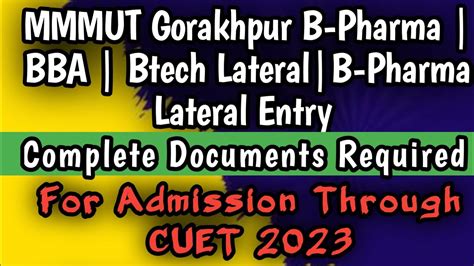 MMMUT Gorakhpur B Pharma BBA Btech Lateral B Pharma Lateral Entry