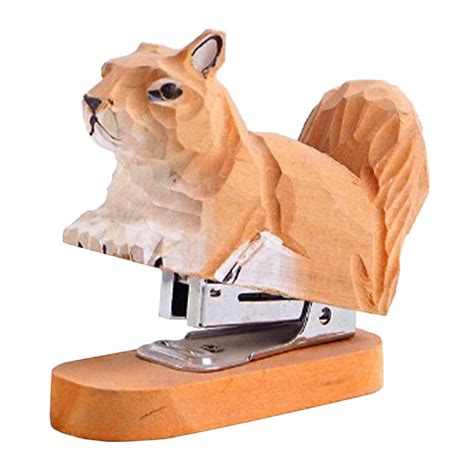 Wooden Animal Stapler Squirrel Stapler Desktop Wood Carving Statue ...