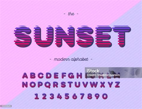 Vector Sunset Typeface Good Typography Cool Font Stock Illustration