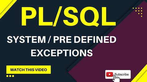 System Pre Defined Exceptions In Pl Sql Pl Sql Tutorial Exception