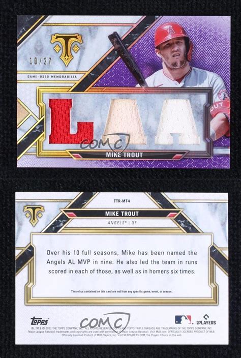 2021 Topps Triple Threads Relics Amethyst 10 27 Mike Trout TTR MT4 EBay