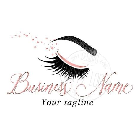 Digital Custom Logo Design Gold Pink Lashes Logo Rose Gold Lashes Beauty Logo Makeup Logo