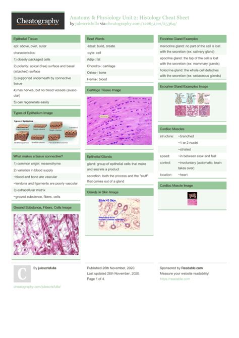 Anatomy & Physiology Unit 2: Histology Cheat Sheet by julescrisfulla ...