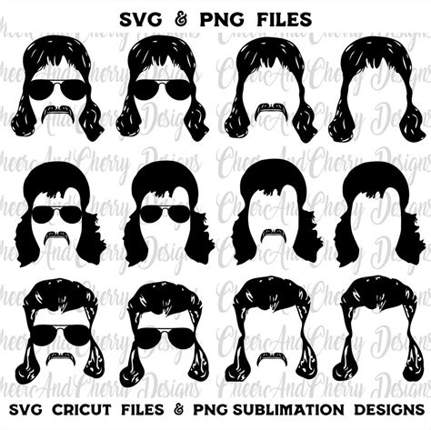 Mullet Dad Svg Classic Mullet Svg With Sunglasses And Mustache Country