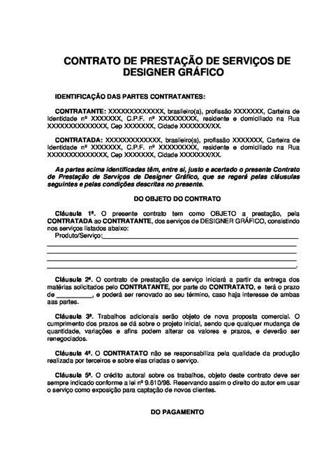 Contrato De Designer Gr Fico Suporte Contrato Certo