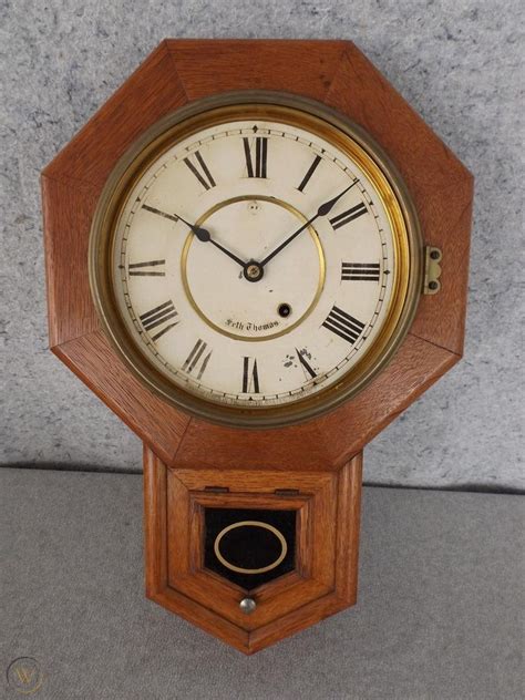 Old Antique Seth Thomas Regulator Schoolhouse Wall Clock Runs Good 1849814068