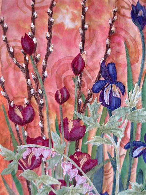 Hand Painted Fabric Art Quilt Wall Hangings Botanical Etsy