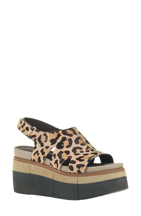 NAKED FEET Women S Geo Platform Genuine Calf Hair Wedge Sandal