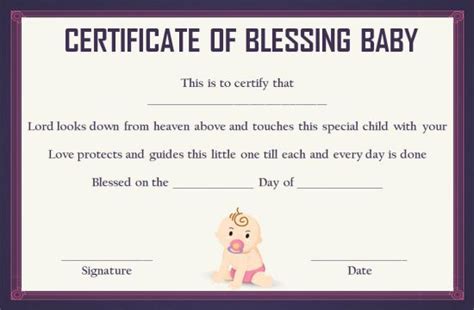 Free printable baby blessing certificate templates – Artofit