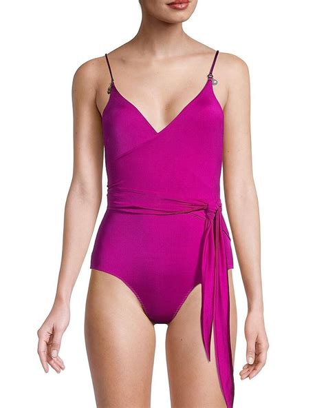 Stella Mccartney Wrap One Piece Swimsuit In Pink Lyst