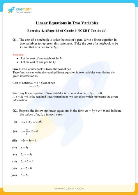 Grade Math Linear Equations