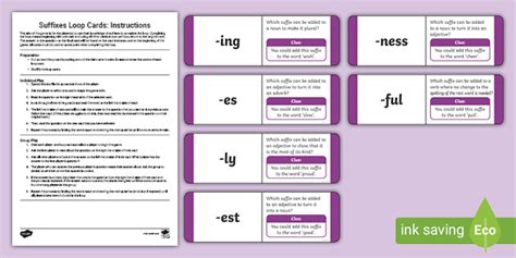 Year 2 Suffixes Loop Cards Teacher Made