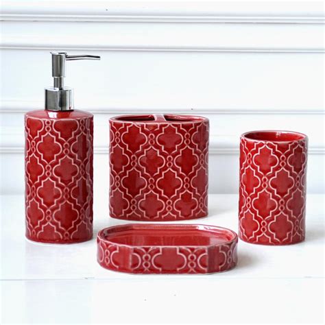 Bathroom Accessories Set Red – Semis Online