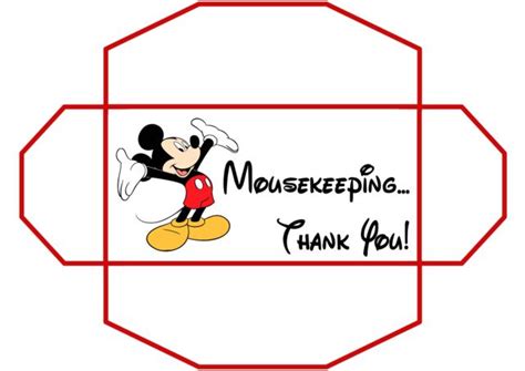 Free Disney Mousekeeping Tip Envelopes Free Disney Printables