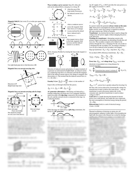 Physics Unit 3 And 4 Cheat Sheet