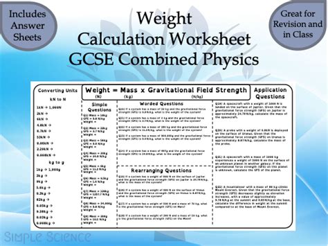 Weight Calculation Worksheet With Answers Gcse Physics Paper 2 Forces Teaching Resources