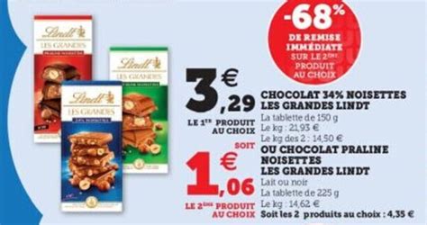 Promo Chocolat 34 Noisettes Les Grandes Lindt Chez Super U