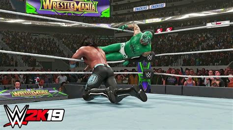 WWE 2K19 Rey Mysterio Vs AJ Styles Gameplay Wrestlemania 34 YouTube