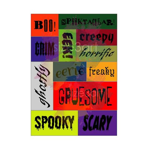 Scary Themed Words Printable Horror Movie Halloween Journal Halloween ...