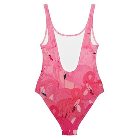 One Piece Swimsuit Hot Pink Flamingo Swimwear Beachwear Etsy Uk