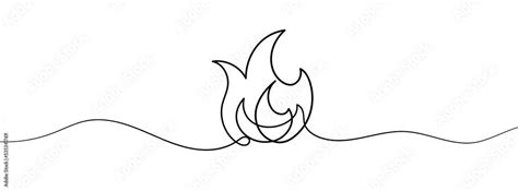 Continuous line drawing of fire. Flame linear icon. One line drawing ...