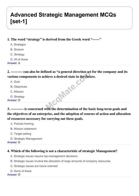 Solution Advanced Strategic Management Solved Mcqs Studypool